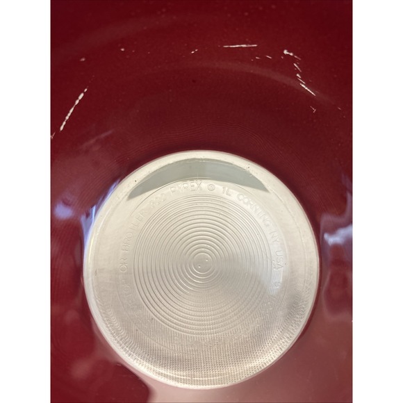 Vtg 90s PYREX Serving Mixing Bowl Burgundy Red Clear Bottom‎ Nesting 3 Pc Set - Picture 12 of 12